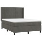 vidaXL Giroletto a Molle con Materasso Grigio Scuro 140x190 cm Velluto