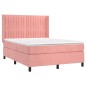 vidaXL Giroletto a Molle con Materasso Rosa 140x190 cm in Velluto