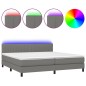 vidaXL Letto a Molle Materasso e LED Grigio Scuro 200x200cm in Tessuto