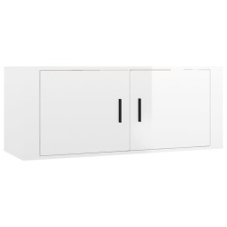 Mobile Porta TV a Parete Bianco Lucido 100x34,5x40 cm