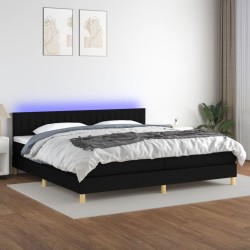 vidaXL Letto a Molle Materasso e LED Nero 200x200cm in Tessuto