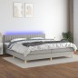 vidaXL Letto a Molle Materasso e LED Grigio Chiaro 200x200 cm Tessuto vidaXL Letto a Molle Materasso e LED Grigio Chiaro 200x200 cm Tessuto