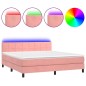 vidaXL Letto a Molle con Materasso e LED Rosa 160x200 cm in Velluto vidaXL Letto a Molle con Materasso e LED Rosa 160x200 cm in Velluto