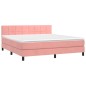 vidaXL Letto a Molle con Materasso e LED Rosa 160x200 cm in Velluto vidaXL Letto a Molle con Materasso e LED Rosa 160x200 cm in Velluto