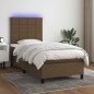 vidaXL Letto a Molle Materasso e LED Marrone Scuro 100x200 cm Tessuto vidaXL Letto a Molle Materasso e LED Marrone Scuro 100x200 cm Tessuto