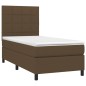 vidaXL Letto a Molle Materasso e LED Marrone Scuro 100x200 cm Tessuto vidaXL Letto a Molle Materasso e LED Marrone Scuro 100x200 cm Tessuto