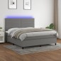 vidaXL Letto a Molle Materasso e LED Grigio Scuro 160x200cm in Tessuto vidaXL Letto a Molle Materasso e LED Grigio Scuro 160x200cm in Tessuto