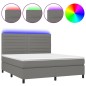 vidaXL Letto a Molle Materasso e LED Grigio Scuro 160x200cm in Tessuto vidaXL Letto a Molle Materasso e LED Grigio Scuro 160x200cm in Tessuto