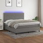 vidaXL Letto a Molle Materasso e LED Grigio Scuro 160x200cm in Tessuto vidaXL Letto a Molle Materasso e LED Grigio Scuro 160x200cm in Tessuto