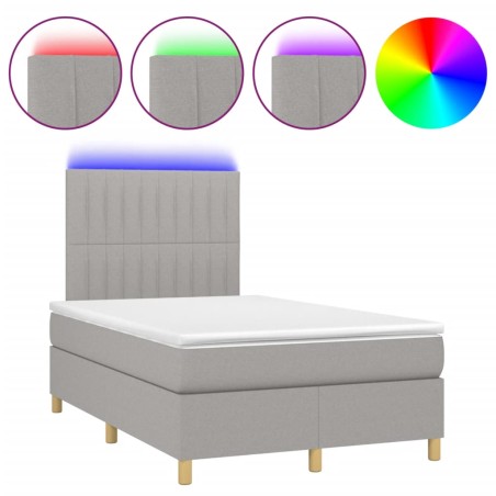 vidaXL Letto a Molle Materasso e LED Grigio Chiaro 120x200 cm Tessuto