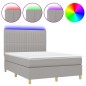 vidaXL Letto a Molle Materasso e LED Grigio Chiaro 140x200 cm Tessuto vidaXL Letto a Molle Materasso e LED Grigio Chiaro 140x200 cm Tessuto