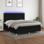 vidaXL Letto a Molle con Materasso e LED Nero 160x200 cm in Tessuto vidaXL Letto a Molle con Materasso e LED Nero 160x200 cm in Tessuto