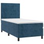 vidaXL Letto a Molle con Materasso e LED Blu Scuro 80x200cm in Velluto vidaXL Letto a Molle con Materasso e LED Blu Scuro 80x200cm in Velluto