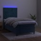 vidaXL Letto a Molle con Materasso e LED Blu Scuro 80x200cm in Velluto vidaXL Letto a Molle con Materasso e LED Blu Scuro 80x200cm in Velluto