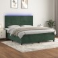 vidaXL Letto a Molle con Materasso e LED Verde Scuro 160x200cm Velluto vidaXL Letto a Molle con Materasso e LED Verde Scuro 160x200cm Velluto