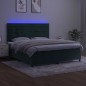 vidaXL Letto a Molle con Materasso e LED Verde Scuro 160x200cm Velluto vidaXL Letto a Molle con Materasso e LED Verde Scuro 160x200cm Velluto