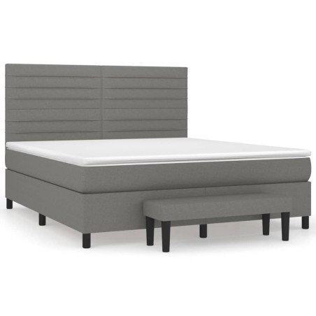 vidaXL Giroletto a Molle con Materasso Grigio Scuro 160x200 cm Tessuto