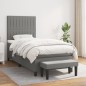 vidaXL Giroletto a Molle con Materasso Grigio Scuro 100x200 cm Tessuto