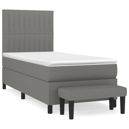 vidaXL Giroletto a Molle con Materasso Grigio Scuro 100x200 cm Tessuto