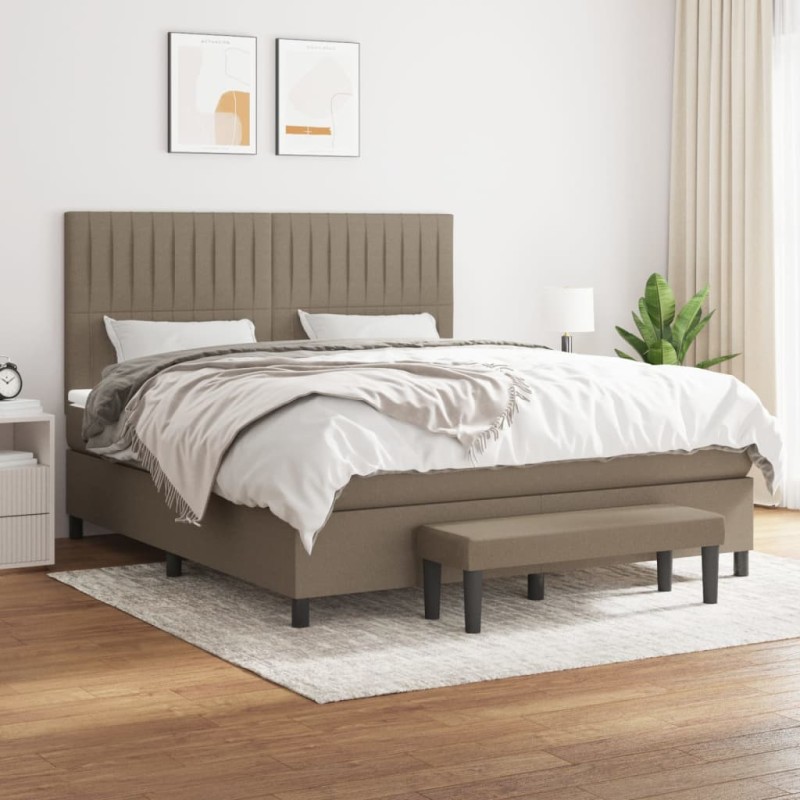 vidaXL Giroletto a Molle con Materasso Tortora 160x200 cm in Tessuto