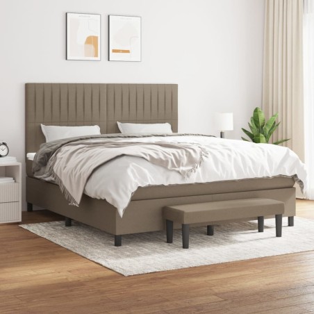 vidaXL Giroletto a Molle con Materasso Tortora 160x200 cm in Tessuto