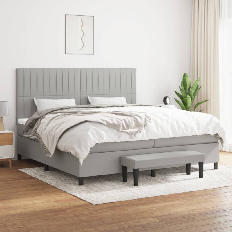 vidaXL Giroletto a Molle con Materasso Grigio Chiaro 200x200cm Tessuto