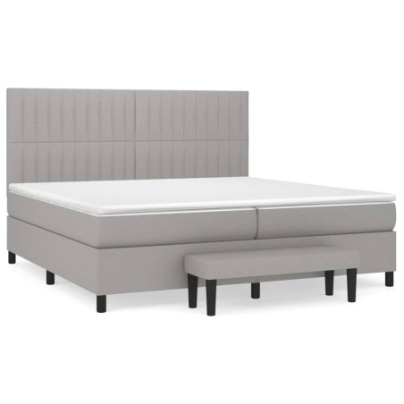 vidaXL Giroletto a Molle con Materasso Grigio Chiaro 200x200cm Tessuto