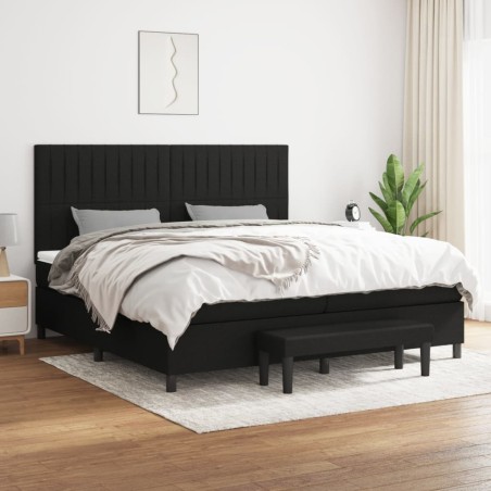 vidaXL Giroletto a Molle con Materasso Nero 200x200 cm in Tessuto