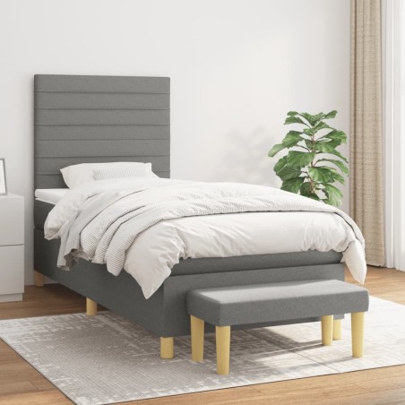 vidaXL Giroletto a Molle con Materasso Grigio Scuro 80x200 cm Tessuto
