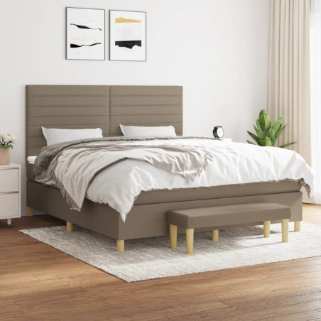 vidaXL Giroletto a Molle con Materasso Tortora 160x200 cm in Tessuto