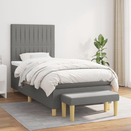 vidaXL Giroletto a Molle con Materasso Grigio Scuro 100x200 cm Tessuto