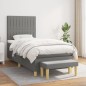 vidaXL Giroletto a Molle con Materasso Grigio Scuro 100x200 cm Tessuto