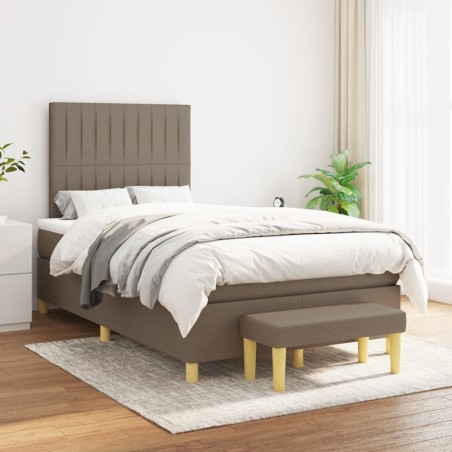 vidaXL Giroletto a Molle con Materasso Tortora 120x200 cm in Tessuto