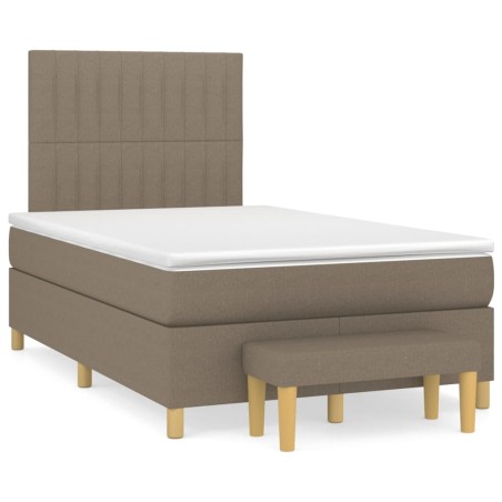 vidaXL Giroletto a Molle con Materasso Tortora 120x200 cm in Tessuto