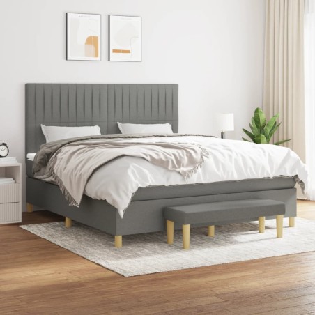 vidaXL Giroletto a Molle con Materasso Grigio Scuro 160x200 cm Tessuto