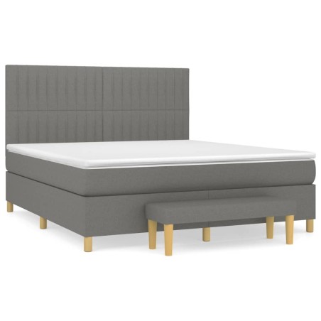 vidaXL Giroletto a Molle con Materasso Grigio Scuro 160x200 cm Tessuto
