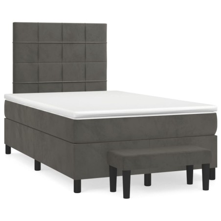vidaXL Giroletto a Molle con Materasso Grigio Scuro 120x200 cm Velluto