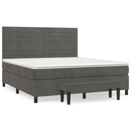 vidaXL Giroletto a Molle con Materasso Grigio Scuro 160x200 cm Velluto