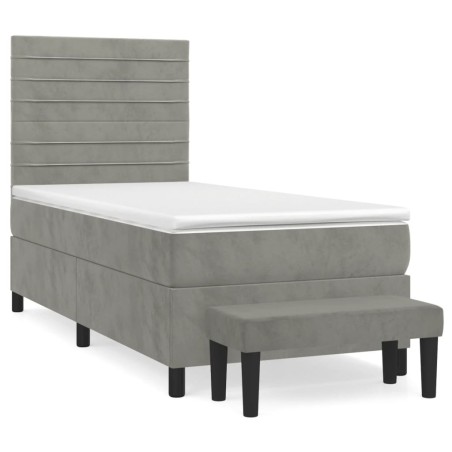 vidaXL Giroletto a Molle con Materasso Grigio Chiaro 80x200 cm Velluto