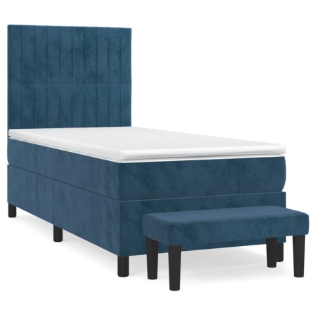 vidaXL Giroletto a Molle con Materasso Blu Scuro 80x200 cm in Velluto