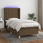 vidaXL Letto a Molle Materasso e LED Marrone Scuro 100x200 cm Tessuto vidaXL Letto a Molle Materasso e LED Marrone Scuro 100x200 cm Tessuto