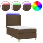vidaXL Letto a Molle Materasso e LED Marrone Scuro 100x200 cm Tessuto vidaXL Letto a Molle Materasso e LED Marrone Scuro 100x200 cm Tessuto