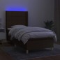 vidaXL Letto a Molle Materasso e LED Marrone Scuro 100x200 cm Tessuto vidaXL Letto a Molle Materasso e LED Marrone Scuro 100x200 cm Tessuto