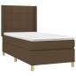 vidaXL Letto a Molle Materasso e LED Marrone Scuro 100x200 cm Tessuto vidaXL Letto a Molle Materasso e LED Marrone Scuro 100x200 cm Tessuto