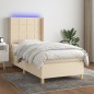 vidaXL Letto a Molle con Materasso e LED Crema 90x190 cm in Tessuto vidaXL Letto a Molle con Materasso e LED Crema 90x190 cm in Tessuto