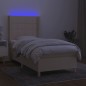 vidaXL Letto a Molle con Materasso e LED Crema 90x190 cm in Tessuto vidaXL Letto a Molle con Materasso e LED Crema 90x190 cm in Tessuto