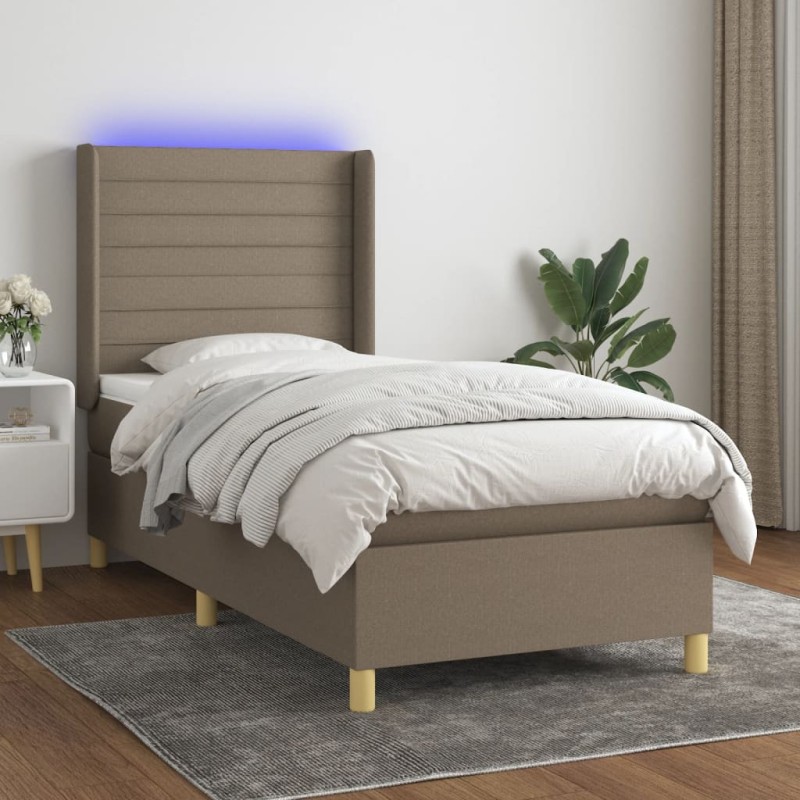 vidaXL Letto a Molle con Materasso e LED Tortora 80x200 cm in Tessuto vidaXL Letto a Molle con Materasso e LED Tortora 80x200 cm in Tessuto