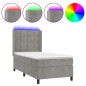 vidaXL Letto a Molle Materasso e LED Grigio Chiaro 80x200 cm Velluto vidaXL Letto a Molle Materasso e LED Grigio Chiaro 80x200 cm Velluto