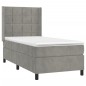 vidaXL Letto a Molle Materasso e LED Grigio Chiaro 80x200 cm Velluto vidaXL Letto a Molle Materasso e LED Grigio Chiaro 80x200 cm Velluto