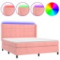 vidaXL Letto a Molle con Materasso e LED Rosa 160x200 cm in Velluto